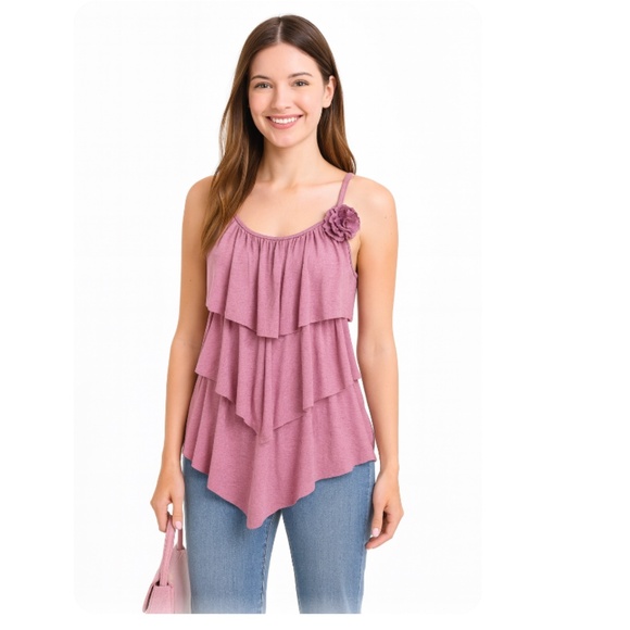 AMERICAN DREAM Dusty Rose Tiered Tank Size Small - Picture 1 of 9